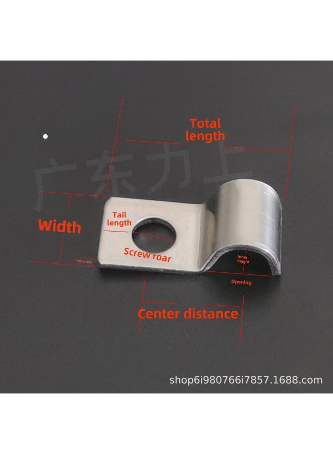 304 Stainless Steel Single-sided Pipe Clamp Wire Clip Cable Clamp Single-sided Horse Card Crimping Buckle Fixing Piece Wire Matching-Specifications And Models:1.0 Thickness 10 Width Pressing 2mm  - Image 3