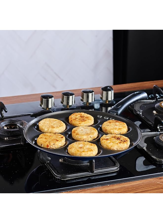 VINOD Non Stick 7 Pits Mini Uttapam Pan Of 26 Cm Diameter With Riveted Sturdy Handle (Gas Stove Compatible), Pfoa Free   3Mm Thickness, 2 Years Warranty   Blue - Image 5