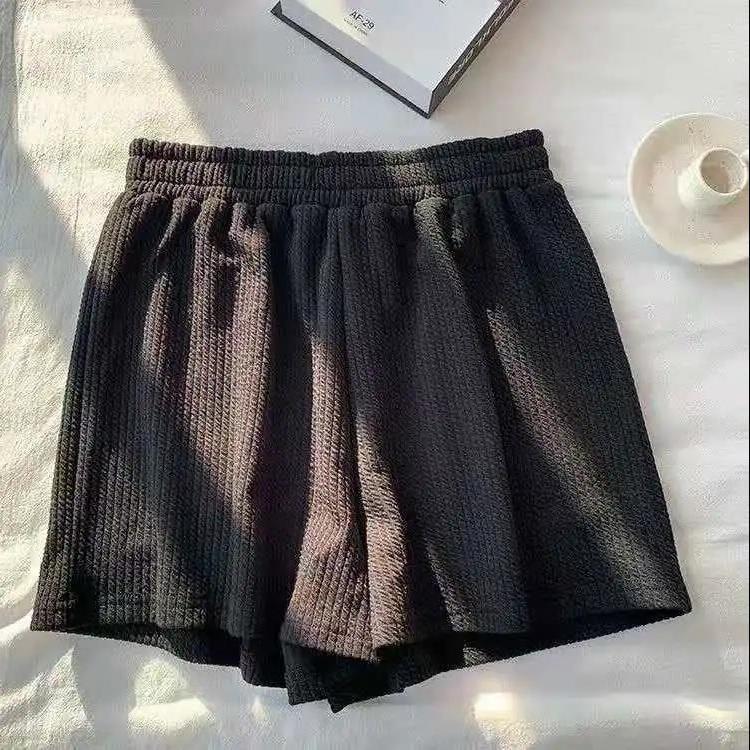 Comfortable Jacquard Chao Womens Loose-fit Casual Suit Two-piece Set Shorts Vest Summer 2024 New Style Casual Dress Set Black Pants [Single Piece]] 