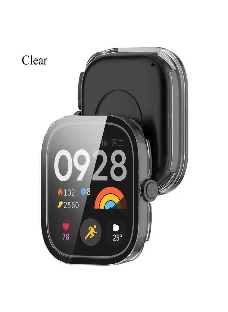 2 Pcs Glass Case and 1 Pcs Silicone Strap for Xiaomi Redmi Watch 4,All Around Hard PC Scratched Resistant Full Protective Cover, Band Soft Silicone Breathable Replacement Strap Wristband Sport Band for Women Men Set - Image 2