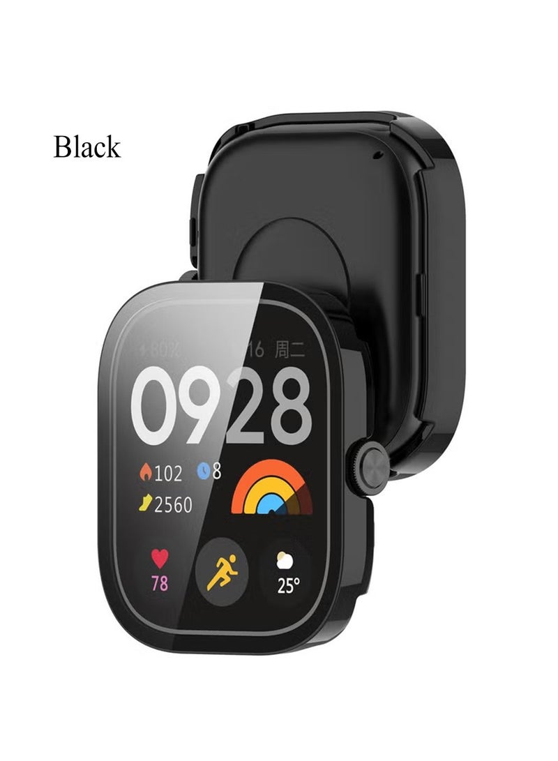 2 Pcs Glass Case and 1 Pcs Silicone Strap for Xiaomi Redmi Watch 4,All Around Hard PC Scratched Resistant Full Protective Cover, Band Soft Silicone Breathable Replacement Strap Wristband Sport Band for Women Men Set - Image 3