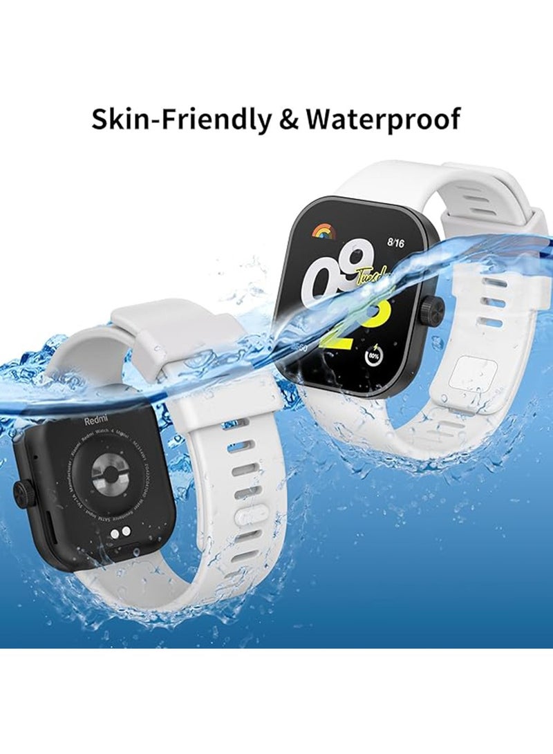 2 Pcs Glass Case and 1 Pcs Silicone Strap for Xiaomi Redmi Watch 4,All Around Hard PC Scratched Resistant Full Protective Cover, Band Soft Silicone Breathable Replacement Strap Wristband Sport Band for Women Men Set - Image 5