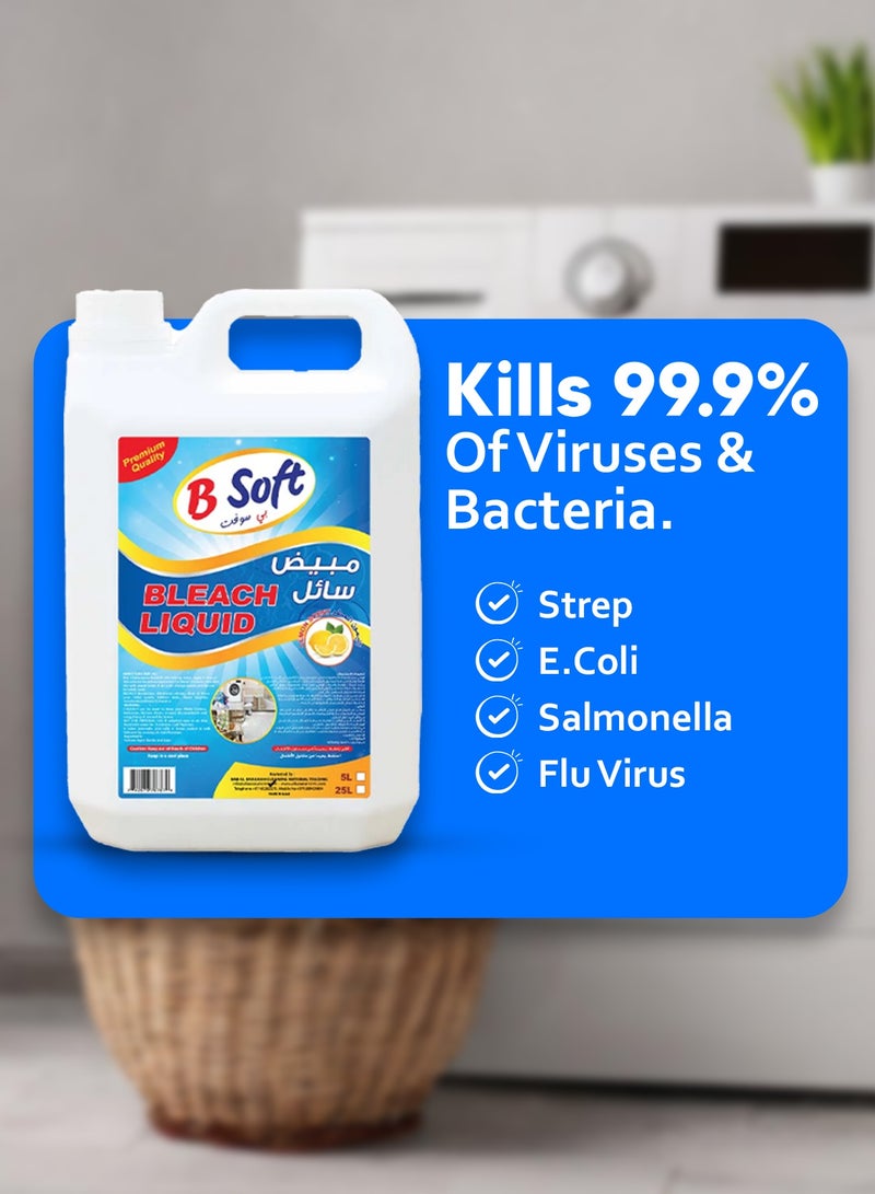BSOFT Bleach Liquid Original 5L Lemon Scent – Powerful Cleaner for White Clothes, Toilets & Household Surfaces - Image 5