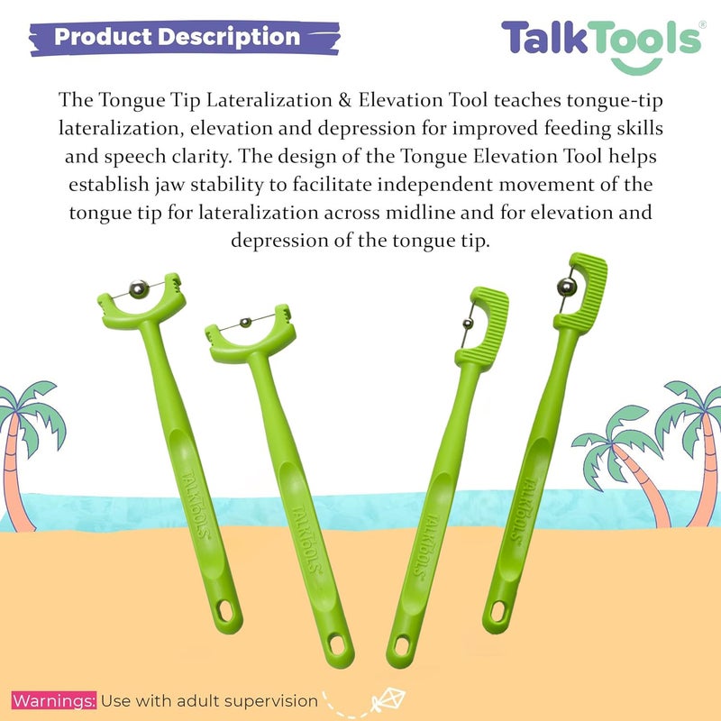 TalkTools Tongue Tip Lateralization and Elevation Tools | Therapeutic Tool Set for Apraxia, Dysarthria | Improve Feeding Skills, Speech Clarity and Jaw Stability | Jaw Alignment - Set of 4 - Inst. Booklet -Lime - Image 4