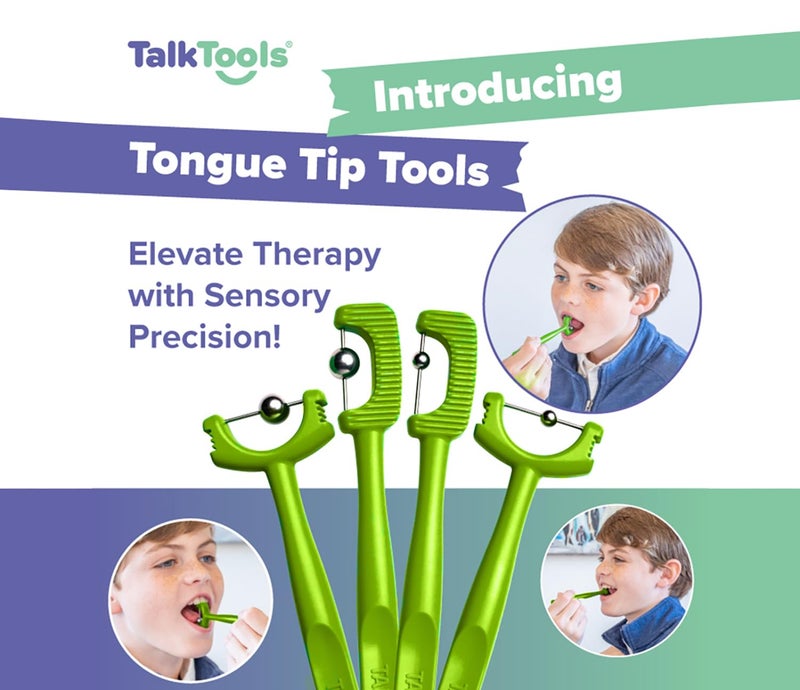 TalkTools Tongue Tip Lateralization and Elevation Tools | Therapeutic Tool Set for Apraxia, Dysarthria | Improve Feeding Skills, Speech Clarity and Jaw Stability | Jaw Alignment - Set of 4 - Inst. Booklet -Lime - Image 5