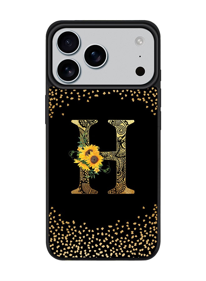 Stylizedd iPhone 17 Pro Max Case, [Compatible with MagSafe] Slim Magnetic cover Phone Case iPhone 17 Pro Max -Custom Floral Monogram - H ( Black ) - Image 1