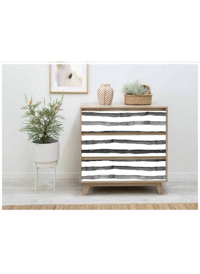 HAOKHOME 961002 Watercolor Brush Strokes Stripes Peel And Stick Wallpaper Removable Indigo Black/White Vinyl Self Adhesive Mural 17.7In X 9.8Ft  - Image 3