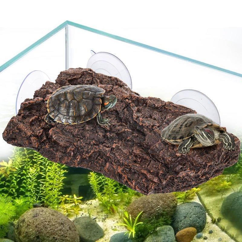 ZENFUN Turtle Basking Platform, Fish Tank Aquarium Tortoise Climbing Platform with 3 Suction Cups, Baby Tortoise Resting Terrace, Climbing Ramp Shale Reptiles Dock for Terrapins, Frogs - Image 1