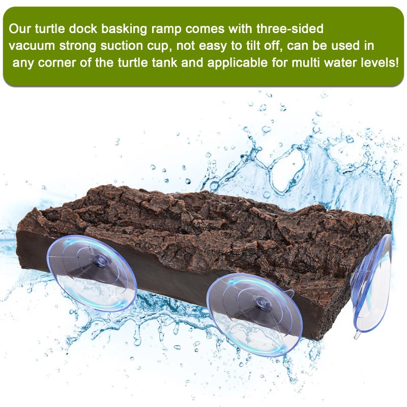 ZENFUN Turtle Basking Platform, Fish Tank Aquarium Tortoise Climbing Platform with 3 Suction Cups, Baby Tortoise Resting Terrace, Climbing Ramp Shale Reptiles Dock for Terrapins, Frogs - Image 3