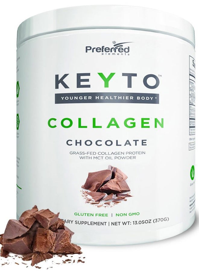 Preferred Elements - Keto Collagen Protein Powder with MCT Oil – Keto and Paleo Friendly Grass Fed and Pasture Raised Hydrolyzed Collagen Peptides – Fits Low Carb Diet and Keto Snacks – KEYTO Chocolate Flavor - Image 1