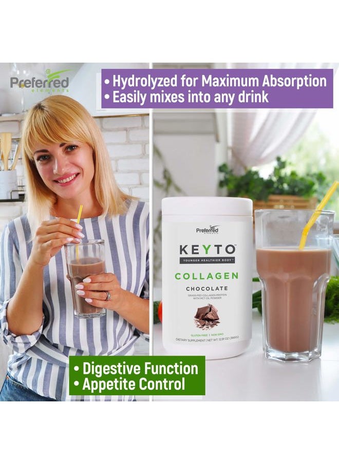 Preferred Elements - Keto Collagen Protein Powder with MCT Oil – Keto and Paleo Friendly Grass Fed and Pasture Raised Hydrolyzed Collagen Peptides – Fits Low Carb Diet and Keto Snacks – KEYTO Chocolate Flavor - Image 1