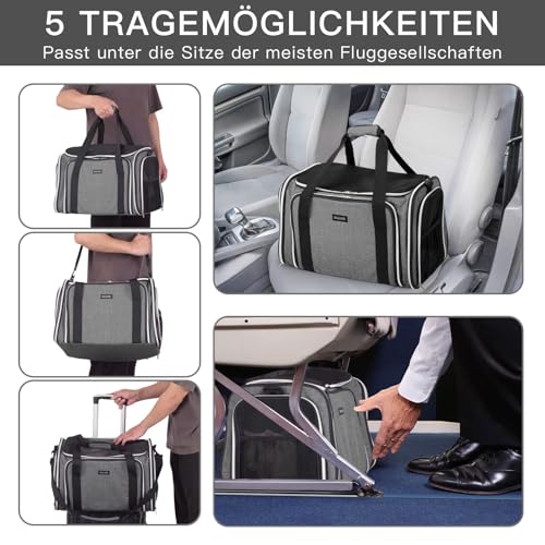 BAGLHER Expandable Cat Carrier with Travel Litter Box, Pet Travel 5 Sides Open Doors 3 Sides, Leak-Proof and Collapsible, for Car, Airplane Trip, Grey - Image 5