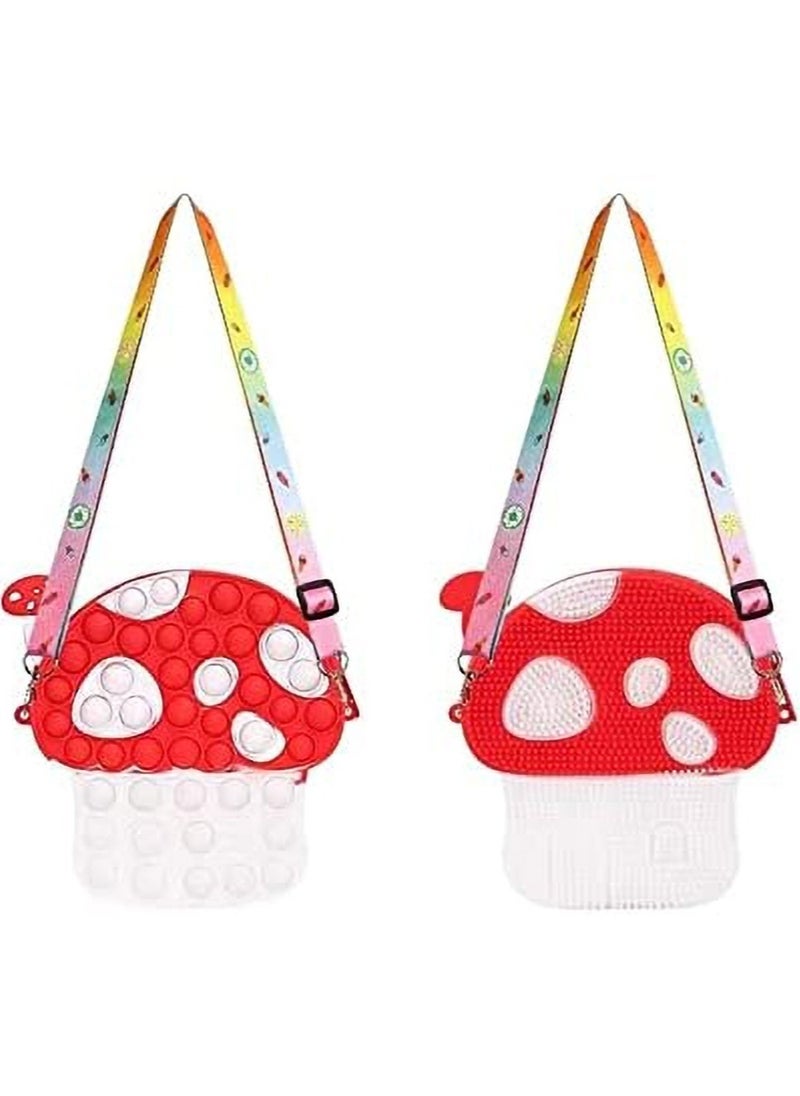 Estelle Pop Fidget Toys It Mushroom Shoulder Bag Pop Fidget Toys It Purse Popper Push Bubble Fidget Sensory Stress Release Toys for Kids School Supplies Backpack Messenger Bag for Girls Mushroom  - Image 1