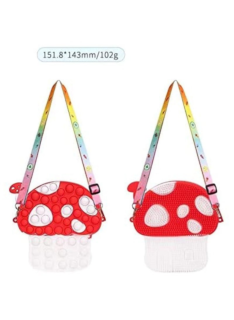 Estelle Pop Fidget Toys It Mushroom Shoulder Bag Pop Fidget Toys It Purse Popper Push Bubble Fidget Sensory Stress Release Toys for Kids School Supplies Backpack Messenger Bag for Girls Mushroom  - Image 2