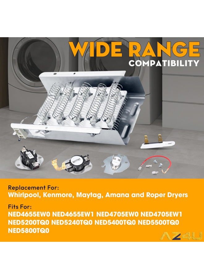 AZ4U 279838 Dryer Heating Element Replace 14210029 4531017 4617547 279837 With 3392519 Thermal Fuse 279816 Thermal Cut-Off Kit 3977767 3387134 Thermostat For Whirlpool, Kenmore, Roper, Amana, Kenmore - Image 3