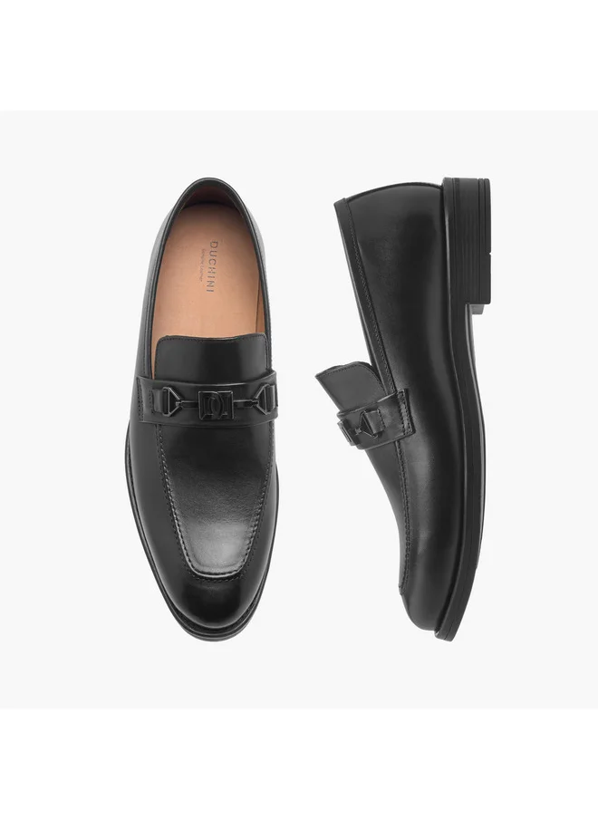 DUCHINI Men's Buckle Detail Slip-On Shoes