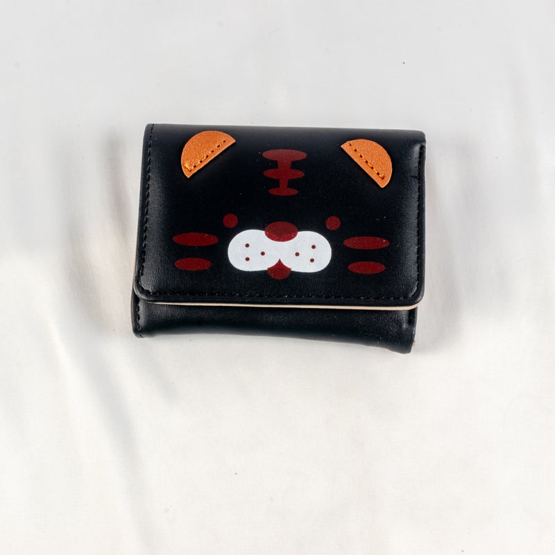 محفظة وحاملة بطاقات جلد أسود تحتوي على جيوب متعددة للنقود والبطاقات - Image 1