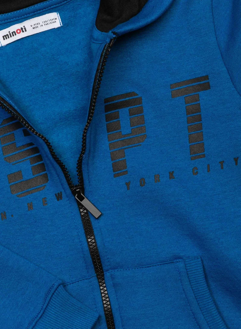 MINOTI Boys' Hoodie with Zip Fastening and RSPT Chest Print