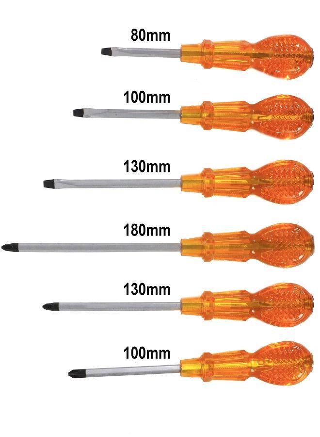 6 pcs Magnetic Screwdriver Set with Hammer Head 3 Phillips 3 Flat Head Slotted - Image 2