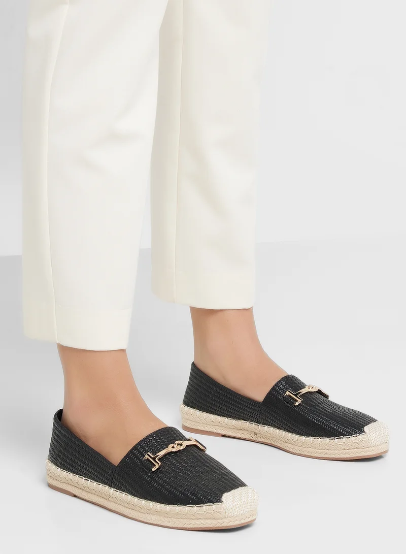 ELLA Metal Trim Raffia Espadrille