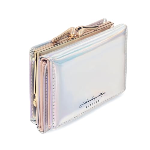 JANKS Small Wallet for Women Mini Laser Card Holder Case Iridescent Holographic Purse with Coin Pocket for Girls Ladies - Image 1