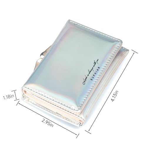 JANKS Small Wallet for Women Mini Laser Card Holder Case Iridescent Holographic Purse with Coin Pocket for Girls Ladies - Image 2