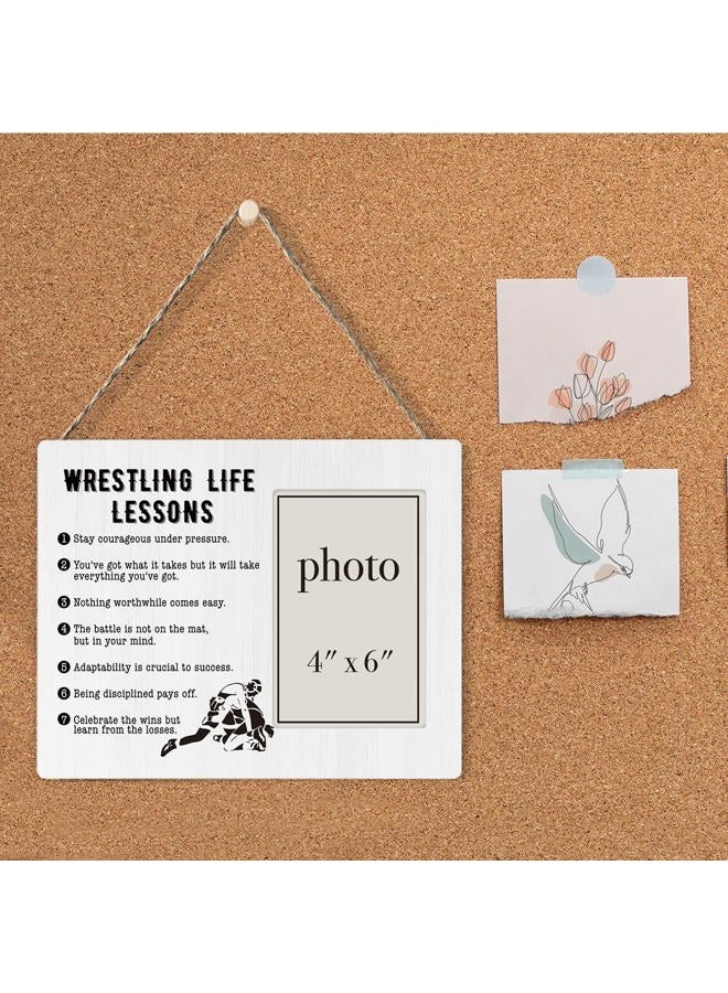 CIANMGD Wrestling Life Lessons Picture Frame, Wrestling Gifts, Stay Courageous Under Pressure, Wrestling Quote Wood Photo Frame, 4 x 6 Inch Photo - Image 4