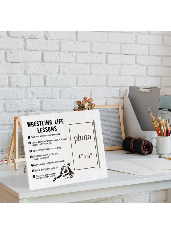 CIANMGD Wrestling Life Lessons Picture Frame, Wrestling Gifts, Stay Courageous Under Pressure, Wrestling Quote Wood Photo Frame, 4 x 6 Inch Photo - Image 3