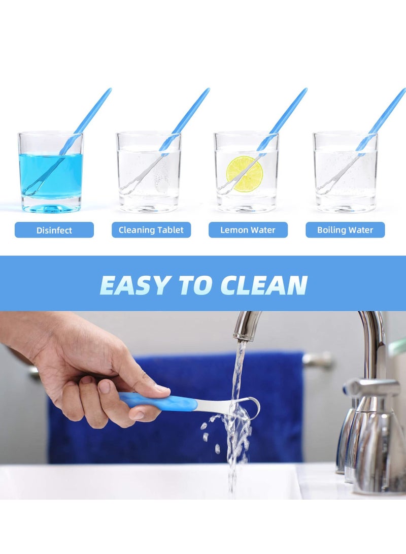 KASTWAVE Tongue Brush Stainless Steel Scraper Tools with Mini Storage Case Cleaner for Prevent Bad Breath Keep Oral Fresh 4 Pack - Image 4
