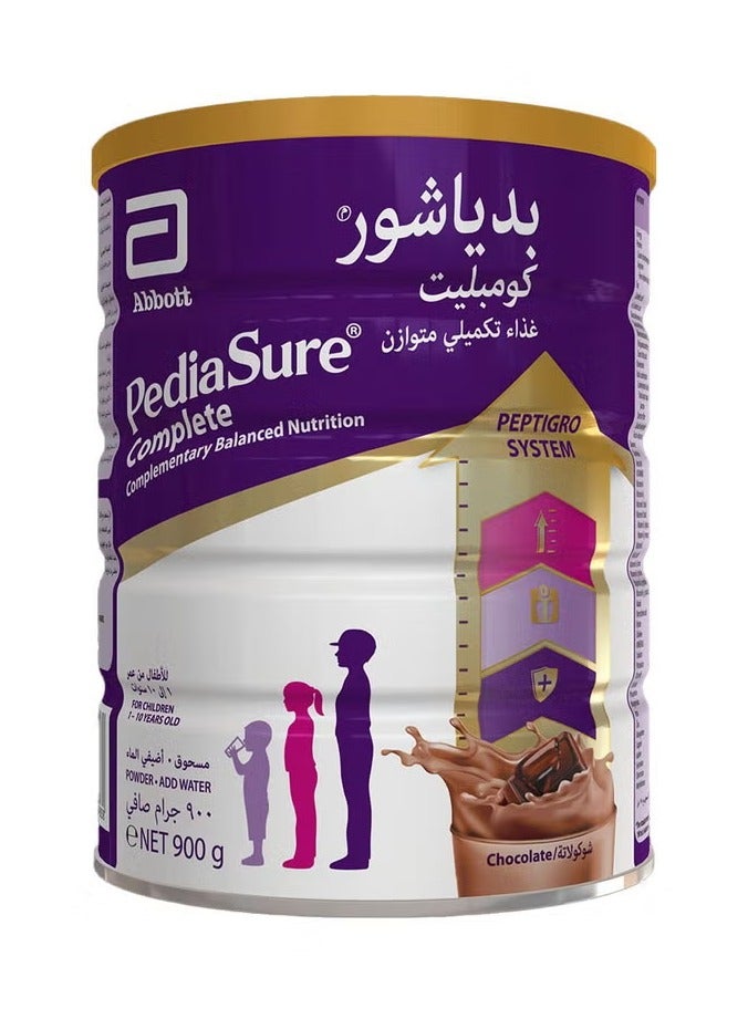 تركيبة حليب بيدياشور الكاملة بيبتريجرو للأطفال من سن 1 إلى 10 سنوات بنكهة الشوكولاتة بالحليب 900 جرام