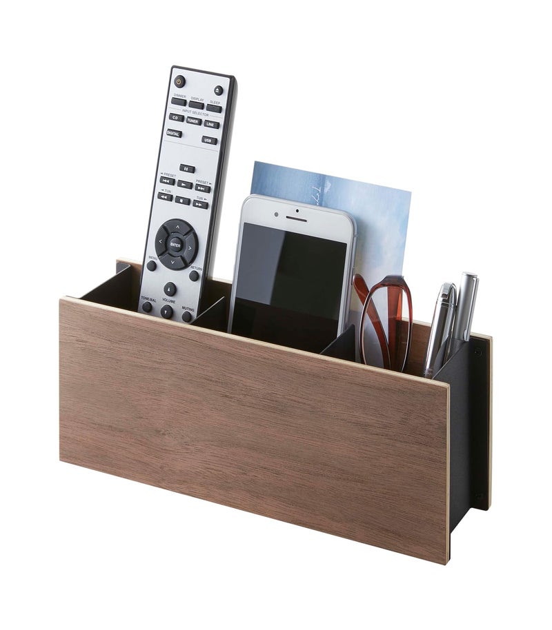 Yamazaki Yamazaki Home Rin Desk Organizer  Tv Remote Control and Pen Holder  Small  Steel  Wood 