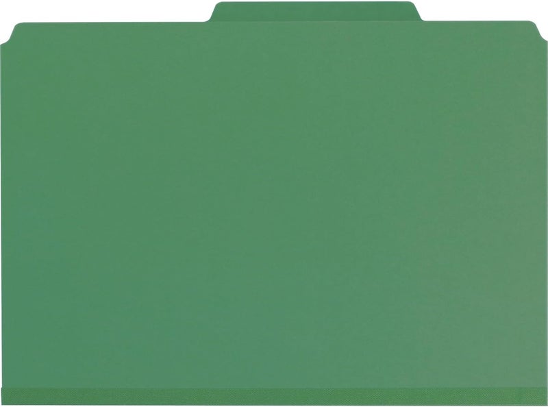 Smead Pressboard Classification File Folder with SafeSHIELD Fasteners, 3 Dividers, 3" Expansion, Legal Size, Green, 10 Per Box - Image 2