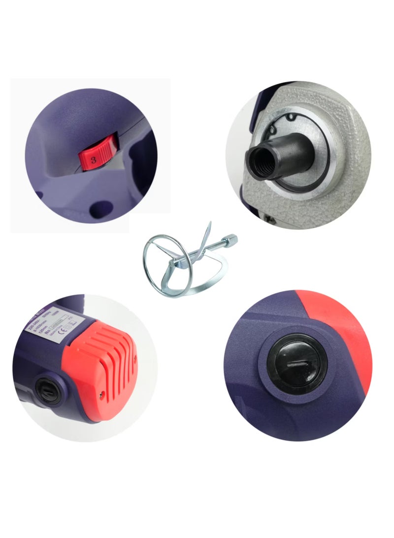 makute Concrete Mixer, 1000W Motor, 220-240V~50/60Hz, No-Load Speed 0-1030r/min, 120mm Paddle, Semi-Dry Shotcrete, Rotor Type, Hydraulic Machining Process, HM111 - Image 4