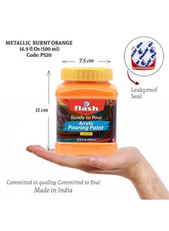 Flash Acrylic Ready to Pour Pouring Paint/Fluid Acrylic 500ml / 16 fl oz Pre-Mixed Water-Based - for Canvas, Wood, Paper, Crafts, Tile, Rocks and More… (Metallic Burnt Orange) - pzsku/Z7984A844B207E752FB8CZ/45/_/1740118285/63543fd0-8b8f-4b67-a094-6b7edd2c2d46