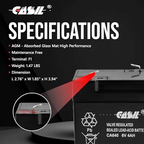 Casil 6V 4Ah Replacement Battery Compatible with JohnLite cy-0112-6.40 Spotlight - Image 5