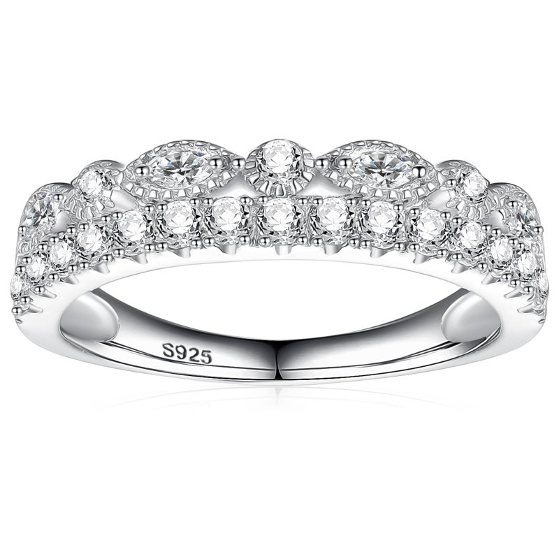 Yaresul Moissanite Wedding Bands for Women Moissanite Eternity Band Moissanite Rings for Women 925 Sterling Silver D Color VVSI Clarity Size 8 - Image 1