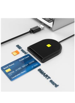 USB SIM Card Reader, ID Card Reader USB Smart Card Reader SIM Card Compatible Smart Card Reader for DOD Military USB Common Access CAC SIM ID IC Bank Health Insurance e-Tax Contact Chip Card Reader