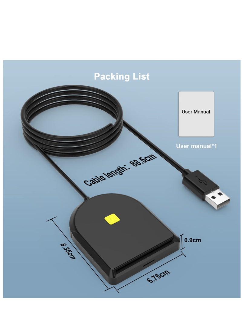 SYOSI - USB SIM Card Reader, ID Card Reader USB Smart Card Reader SIM Card Compatible Smart Card Reader for DOD Military USB Common Access CAC SIM ID IC Bank Health Insurance e-Tax Contact Chip Card Reader - Image 1