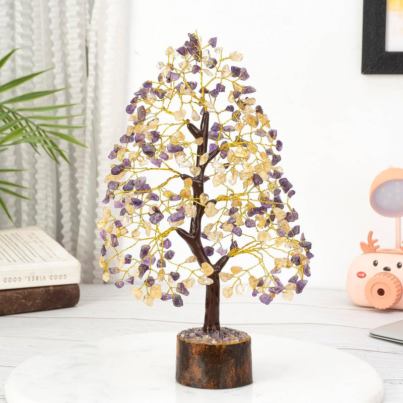 Crocon Amethyst & Citrine Crystal Tree of Life - Chakra Tree of Life, Handmade Gemstone Tree, Feng Shui Tree, Crystal Decoration, Money Tree, Spiritual Gift, Healing Crystal Tree, Gem Tree, Chakra Decor - Image 5