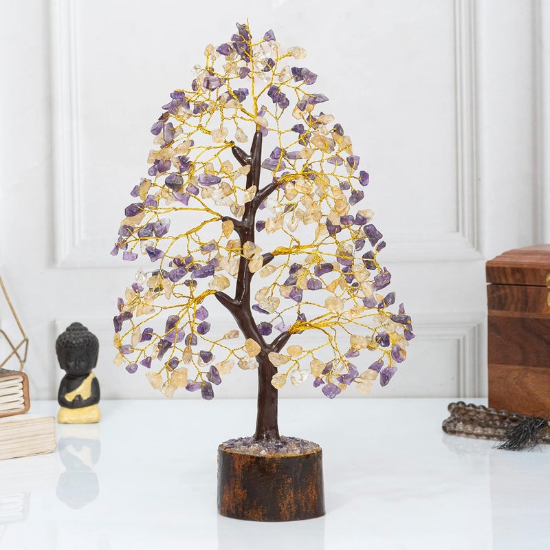 Crocon Amethyst & Citrine Crystal Tree of Life - Chakra Tree of Life, Handmade Gemstone Tree, Feng Shui Tree, Crystal Decoration, Money Tree, Spiritual Gift, Healing Crystal Tree, Gem Tree, Chakra Decor - Image 3