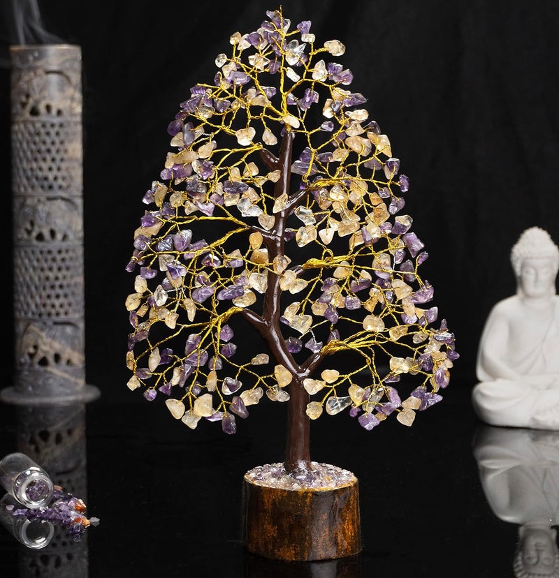 Crocon Amethyst & Citrine Crystal Tree of Life - Chakra Tree of Life, Handmade Gemstone Tree, Feng Shui Tree, Crystal Decoration, Money Tree, Spiritual Gift, Healing Crystal Tree, Gem Tree, Chakra Decor - Image 4