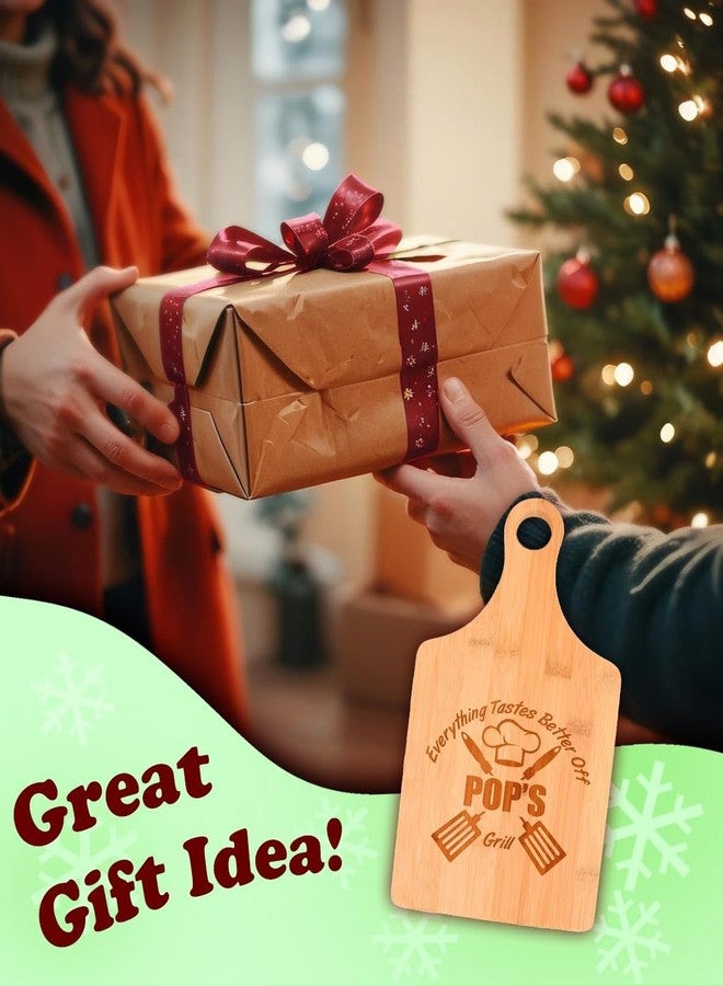 Personalized Gifts Grilling Tools For Pop Everything Tastes Better Off Pop's Grill Decorative Paddle Shaped Wood Serving Board - Image 2