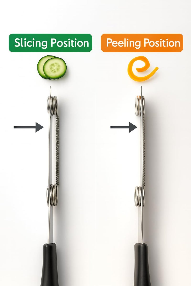 Top Chef 2-in-1 Safe Paring Knife & Peeler – Rounded Tip for Safer Cutting | Adjustable Stainless Steel Blade for Easy Peeling - Image 2