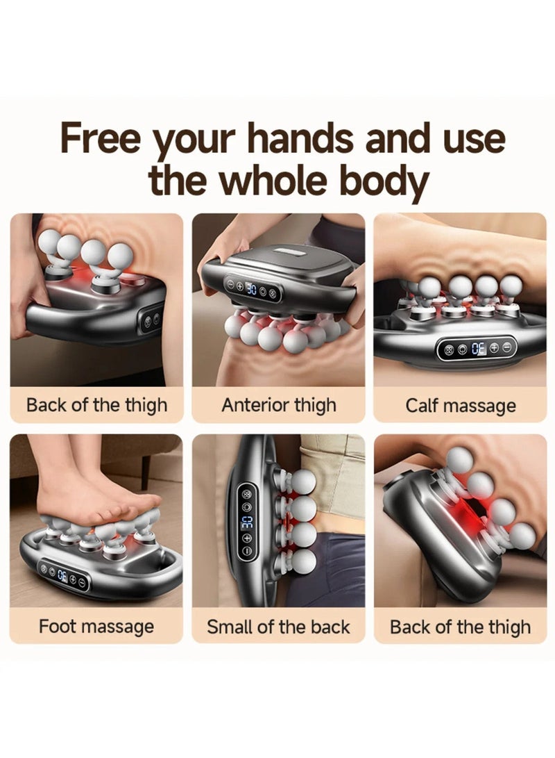 16 Heads Percussion Massage Gun Deep Tissue Massager With Heating 48KG High Power Muscle Relax Device 30 Speed LED Display Type C Charging For Back Legs Calf Body Pain Relief Home Office Use - Image 5