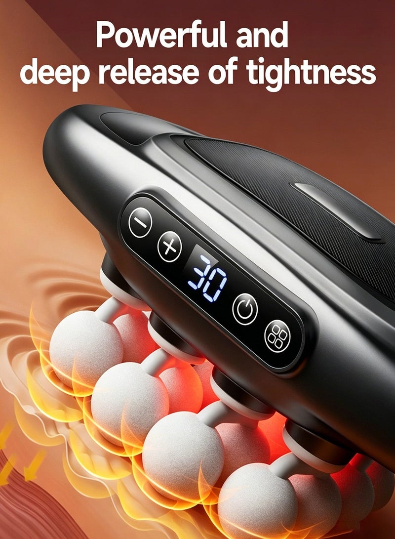16 Heads Percussion Massage Gun Deep Tissue Massager With Heating 48KG High Power Muscle Relax Device 30 Speed LED Display Type C Charging For Back Legs Calf Body Pain Relief Home Office Use - Image 3