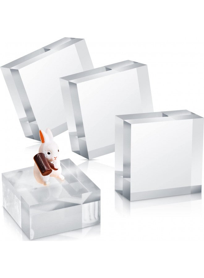 Vicenpal فيكِن بال 4 قطع كتلة عرض أكريليك مربعة 2 × 1 بوصة مكعب شفاف مصقول حامل مجوهرات قاعدة عرض الخاتم - Image 1