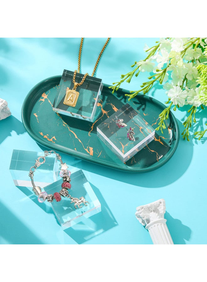 Vicenpal فيكِن بال 4 قطع كتلة عرض أكريليك مربعة 2 × 1 بوصة مكعب شفاف مصقول حامل مجوهرات قاعدة عرض الخاتم - Image 2