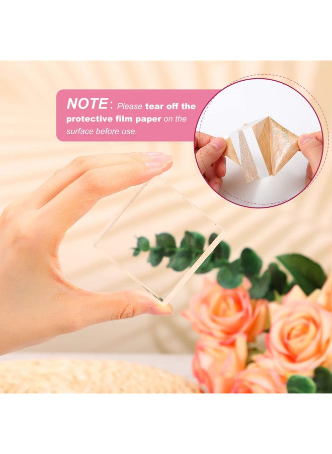 Vicenpal فيكِن بال 4 قطع كتلة عرض أكريليك مربعة 2 × 1 بوصة مكعب شفاف مصقول حامل مجوهرات قاعدة عرض الخاتم - Image 3