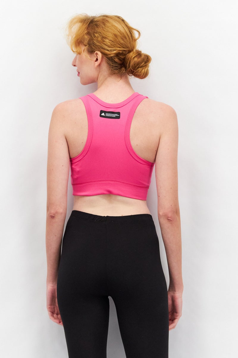 Adidas Women Solid Padded Sports Bra, Pink - Image 3
