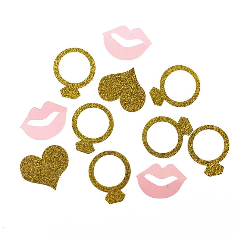 200 Pcs Glitter Confetti Scatters Lip Heart Ring Shapes Wedding Party Table Decorations - Image 2